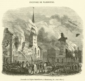 ハンブルク、聖ペテロ教会の火災、1842年5月7日(彫像) 作： French School