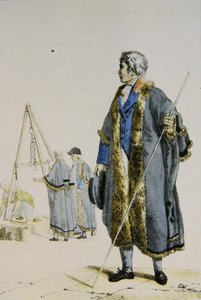 ポーランドの度量衡検査官、1817年頃（カラー彫刻） 作： French School
