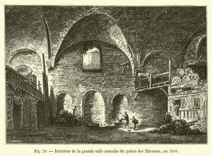 1810年にパレデテルムのローマ時代の大ホールの内部 作： French School