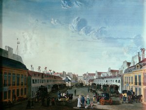 19世紀初頭の帝国舞台馬車サービスの中庭 作： French School