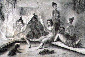 1860年代のエスキモーの小屋の内部（エングレービング 作： French School