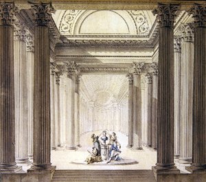 美徳の神殿の内部」 1770年頃 （紙に水彩、ペン＆インク） 作： French School