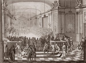 1764年、ブルターニュ連合開催中のナントにあるジャコバン堂の内観。 作： French School