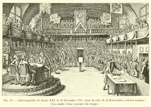 1792年12月26日、ルイ16世の尋問、大会のホール、元メリーゴーランド、時間の刻印の複製 作： French School
