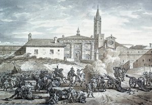 イタリアの田園地帯：ナポレオン・ボナパルト（1789-1821）のフランス軍によるヴェローナの占領地。1797年頃の匿名の絵。パリ、ルーヴル美術館 作： French School