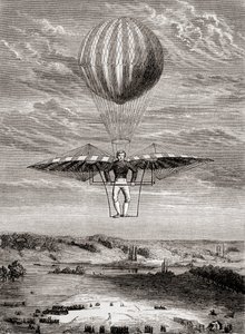 ヤコブ・デーゲンが1808年に製作したフラップ・バルブ付きのオーニソプター。 作： French School