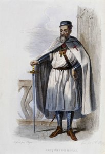 テンプル騎士団の最後の大幹部ジャック・ドゥ・モライ（またはモライ）（1243-1314年） - "Le Plutarque francais", ed. Mennechet.Mennechet 作： French School