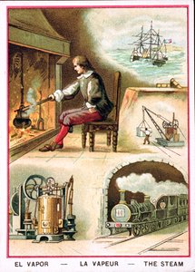ジェームズワット（1736-1819）と蒸気のさまざまな用途 作： French School