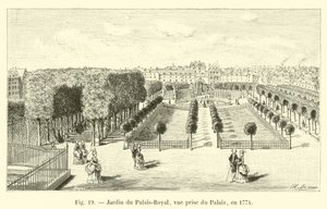ジャルダンデュパレロイヤル、宮殿からの眺め、1774年 作： French School