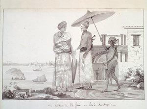 スラバヤに向かうジャワ島の民衆（ルイ・イジドール・デュペレイの世界一周旅行より）L・F・ルジューン作のイラスト 作： French School