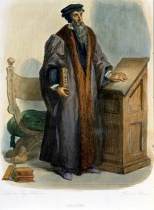 ジャン・カルヴァン（Jean Cauvin、フランスの改革者・作家（1509-1564）-"Le Plutarque francais "の中で、Ed.Mennechet 作： French School
