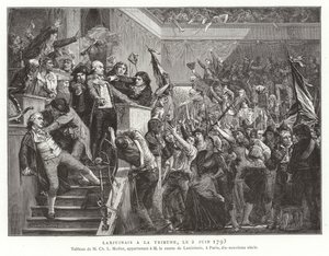 1793年6月2日、フランス革命、大会の演壇でのランジュイネコント、ジャンデニス