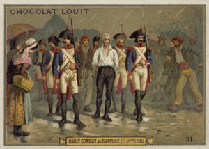 1793年11月11日、フランス革命、ギロチンへ向かう途中のジャンシルヴァンベイリー 作： French School