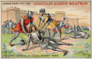 パリの城壁の前で傷ついたジョーン・オブ・アーク（クロモリト 作： French School