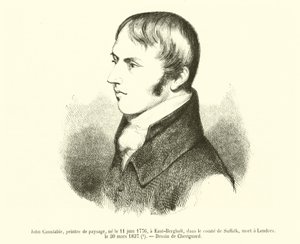 ジョン・コンスタブル（風景画家）、1776年6月11日サフォーク州イースト・ベルグホルト生まれ、1837年3月30日ロンドンで死去（エングレーヴィング）。