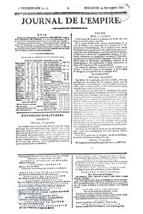 Journal de lEmpire、1805年9月29日（印刷） 作： French School