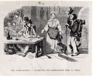 下宿に到着した旅人c。 1850 作： French School