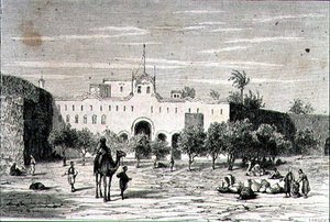 1860年代のスーダン・ハルツーム、アルフレッド・ルイ・サージェント(b.1828)が描いたもの(エングレーヴィング) 作： French School