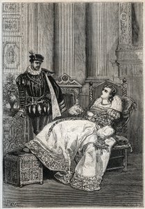 国王アンリ2世（1519-1559）とディアンヌ・ド・ポワチエ（1499-1566） - フランス国王アンリ2世とディアンヌ・ド・ポワチエ - ジュール・ミシュレの「フランス史」からのエングレーヴィング - 1876-1877 - 。 作： French School