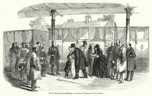 亡命を余儀なくされ、クロイドン駅に到着したフランス国王ルイ・フィリップ（1848年2月）（彫刻 作： French School