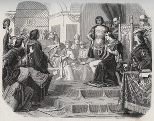 1506年5月14日、国王ルイ12世がトゥールの州知事に民衆の父であることを宣言 - 「ルイ12世、民衆の父となる」。 作： French School