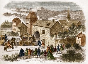 1680年頃、ポート・ロイヤルにメル・ド・フォンタンジェ（1661-1681）を訪ねるルイ14世（1638-1715）の姿。古代から現代までの世界のすべての民族における売春と放蕩の歴史」に掲載されているエングレーヴィング。-F.Debrayによる "The history of prostitution and debuche among all peoples from antiquates to the present day "の版画。1879. 作： French School