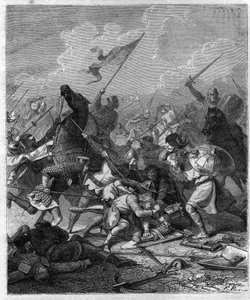 ゲルマニアのオトン1世は、ローマで反乱軍に驚かれた大王（912〜973年）。モーリス・ラシャトレ著「Histoire des Papes-Rois-Queen and Empereurs a travers les centuries」に掲載されている図版 作： French School