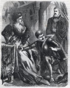 フィリップ2世（1527-1598）は、義母（継母）であるエリザベート王妃（1545-1568）（フランスのエリザベートまたはヴァロワのイザベル）に暴力を振るおうとしている息子のドン・カルロス王子（1545-1568）を驚かせる（1月17日
