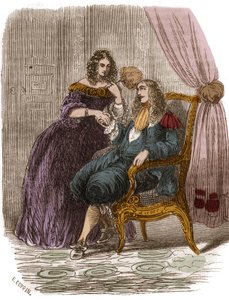 フランス国王ルイ14世（1638-1715）とフランソワーズ・アテネ（Francoise-Athenais） モンテスパン侯爵夫人（またはモンテスパン夫人）（1640-1707）のロシュシュアルト・モルテマールによるもの。19世紀のエングレーヴィング。 作： French School