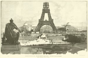 1889年の万国博覧会、シャン・ド・マルスの作品の状態、トロカデロ宮殿からの眺め、M・H・C・ゴデフロイの写真より（エングレーヴィング 作： French School
