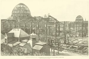 1889年の万国博覧会、シャン・ド・マルスのパレ・デ・ボザール＆デ・アーツ・リベローのシャルペンテス、M・ゴデフロイの写真より（エングレーヴィング 作： French School