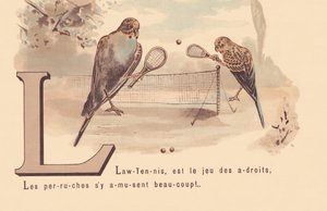 L：ローン-テニス、賢いゲームです。インコはとても楽しいです！