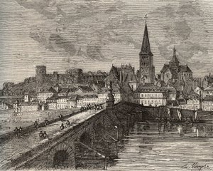 La Charite sur Loire - ラ・シャリテ・シュル・ロワール - ブルゴーニュ地方のニーヴル - V.-A.による「France illustree: geography, history, statistical administration」に掲載された彫刻。Malt-Brown著「France illustree: geography, history, statistical administration」に掲載されている。1884 作： French School