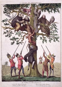 貴族の狩猟、反王政主義の風刺画、1792年 作： French School