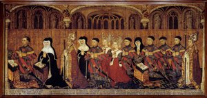 La Famille Jouvenel des Ursins 奉行である前任者Jean Jouvenel des UrsinsまたはJean Juvenal des Ursins（1360-1431）は、家族と一緒に祈りを捧げている様子を表しています。フランス派の木版画。1443-1449.日 1,3×3,5 m パリ、国立美術館