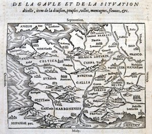 La Gaule, ses fleuves et ses montagnes - François de Belle Forest, ed. Sonnius, Parisの "La Cosmographie universelle du bout du monde "にて。 作： French School