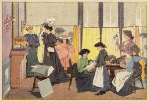 La Modiste, The Milliner（カラーリトグラフ 作： French School