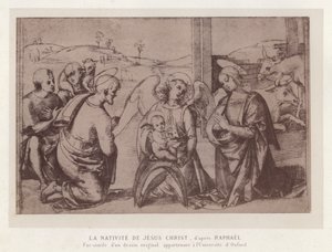 ラファエロ作「イエス・キリストの降誕」 オックスフォード大学所蔵の原画の複製（クロモリト 作： French School