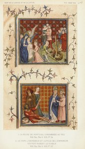 ポルトガル女王、ローマ教皇、皇帝、皇帝の娘（カラーリトグラフ） 作： French School