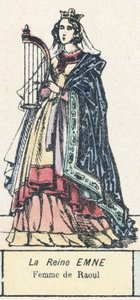 ラウルの妻、エムネ王妃（彩色画 作： French School