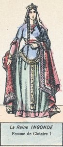 クロテール1世の妻、インゴンデ女王（彩色画 作： French School