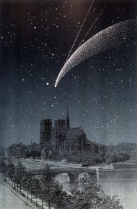 1858年4月10日、パリで見たドナティ彗星 - アメデ・ギユマン著「Le Ciel」（アシェット、パリ）より 作： French School