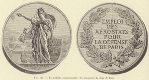 パリ包囲戦の航空隊員の記念メダル(彫刻) 作： French School