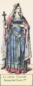 クロヴィス1世の妻、王妃クロティルデ（彩色済み彫刻 作： French School