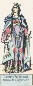 チルペリック1世の妻、フレデゴンデ女王（彩色済み彫刻 作： French School