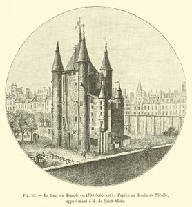 1793年の東海岸の寺院の塔。ニコルの絵の後; M de Saint-Albinに所属 作： French School
