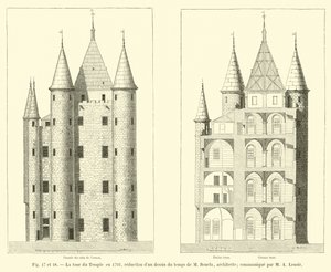 1793年の神殿の塔、建築家Mボーラの時代からのドローイングの縮小。 MA Lenoirからの連絡 作： French School