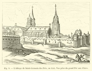 1545年のサンジェルマンデプレのラボベイ、グランプレオクレルクからの眺め 作： French School