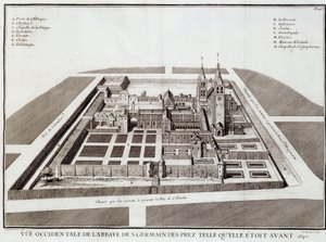 1640年以前のサン・ジェルマン修道院 - ドム・ジャック・ブイヤール著「サン・ジェルマン・デ・プレ修道院の歴史」、デュプイ編、パリ 作： French School