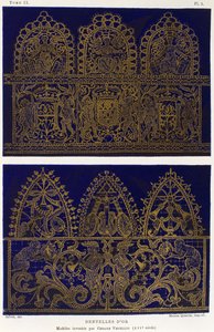 金色のレースの見本、チェーザレ・ヴェチェリオ（1521-1601）作、ヘンリー・ハバード著「Dictionnaire de l